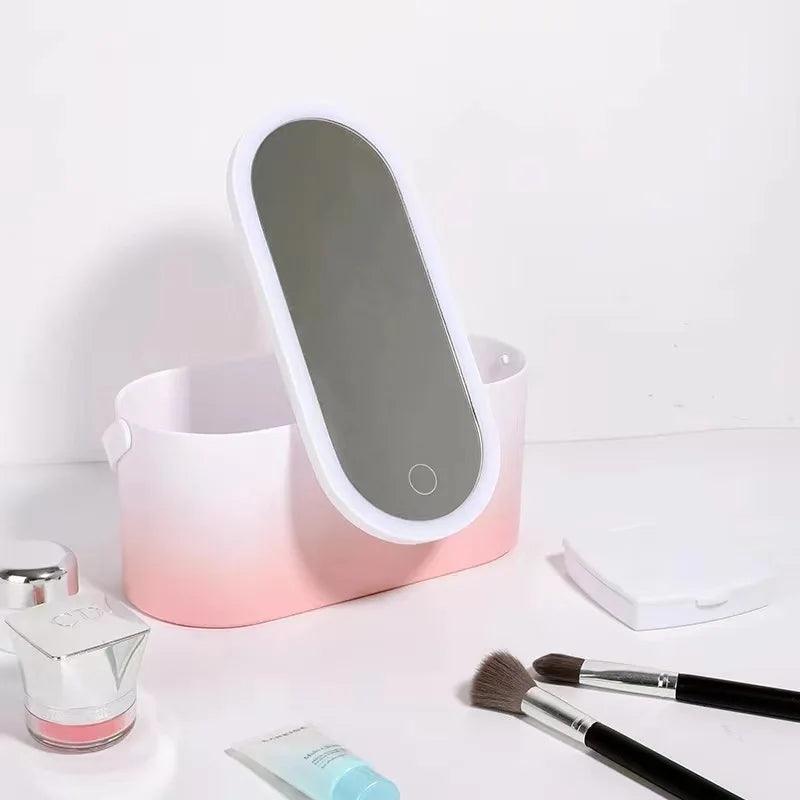 Makeup Organizer Box with LED Light Mirror - Rotserra